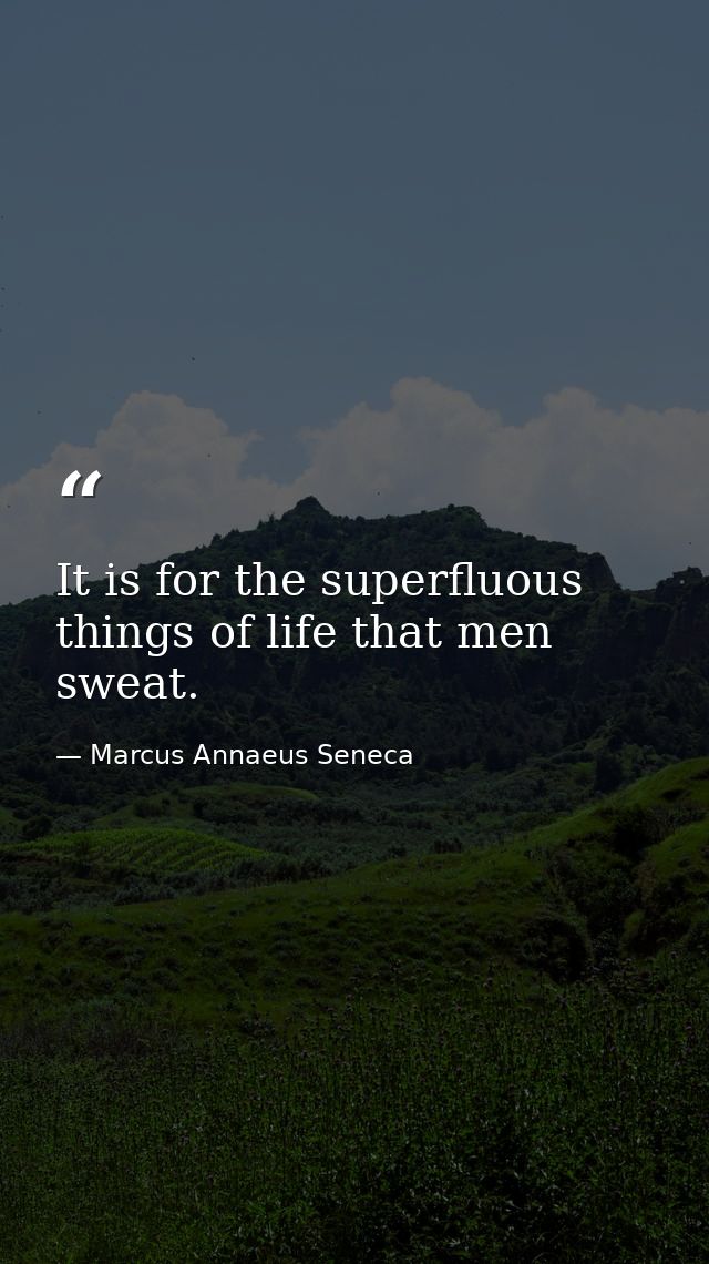 It is for the superfluous things of life that men sweat. — Marcus Annaeus Seneca