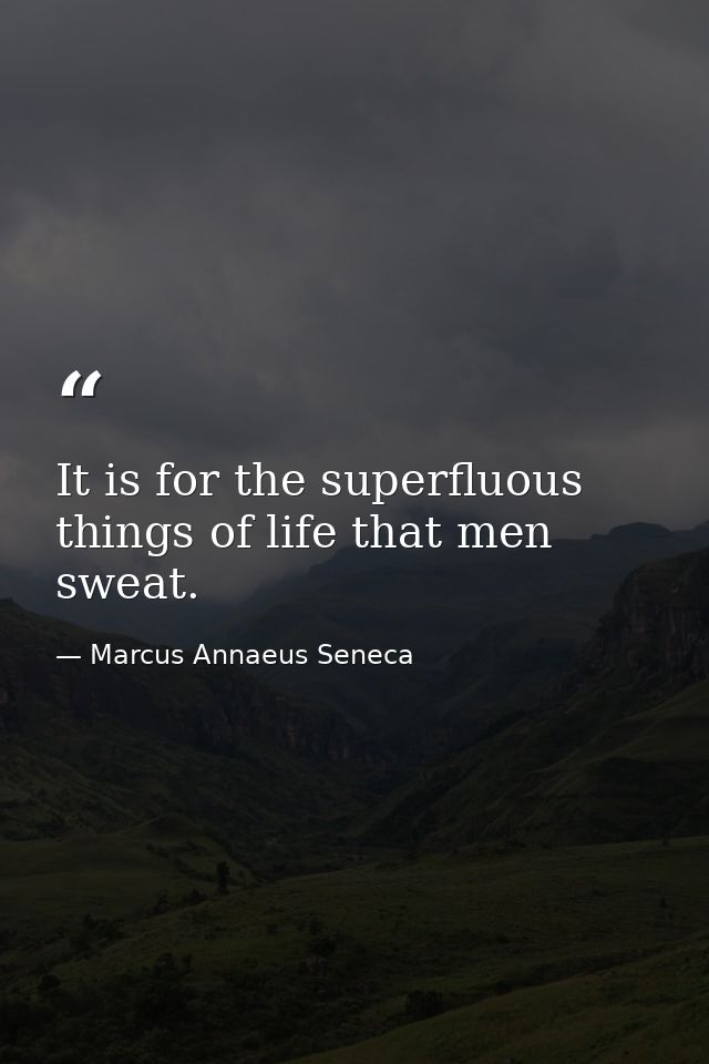 It is for the superfluous things of life that men sweat. — Marcus Annaeus Seneca