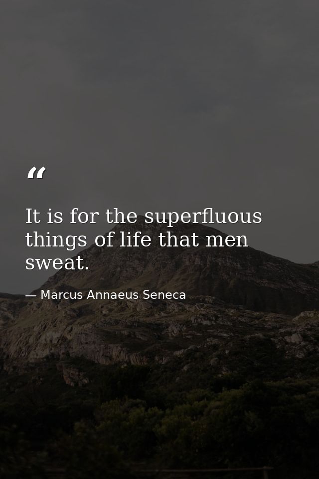 It is for the superfluous things of life that men sweat. — Marcus Annaeus Seneca