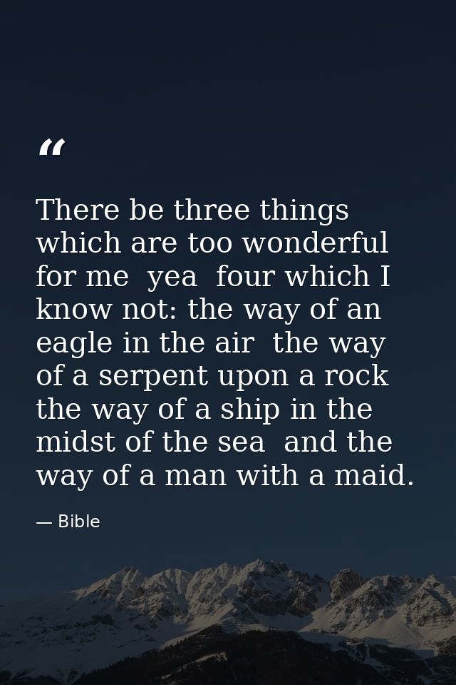There be three things which are too wonderful for me  yea  four which I know not: the way of an eagle in the air  the wa — Bible
