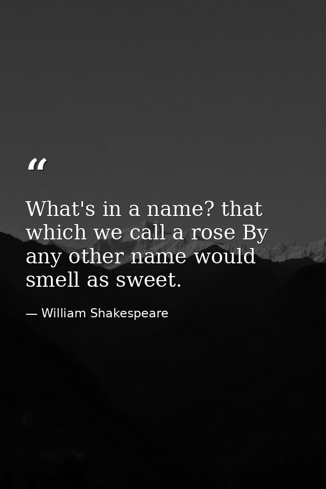 What's in a name? that which we call a rose By any other name would smell as sweet. — William Shakespeare