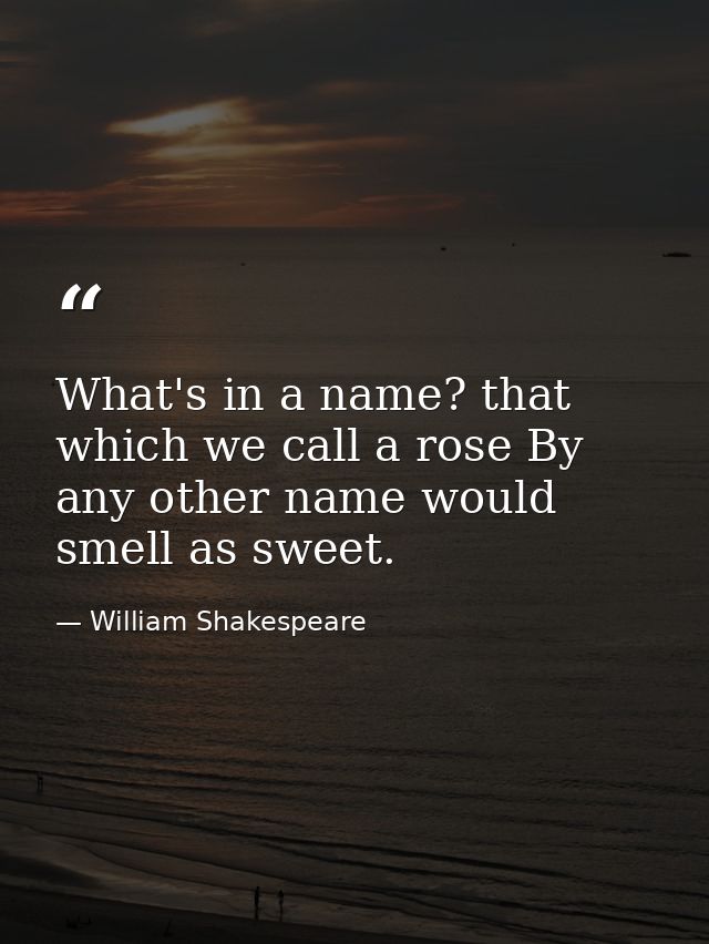 What's in a name? that which we call a rose By any other name would smell as sweet. — William Shakespeare