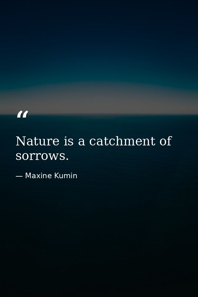 Nature is a catchment of sorrows. — Maxine Kumin