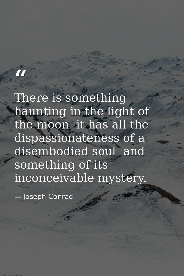 There is something haunting in the light of the moon  it has all the dispassionateness of a disembodied soul  and someth — Joseph Conrad