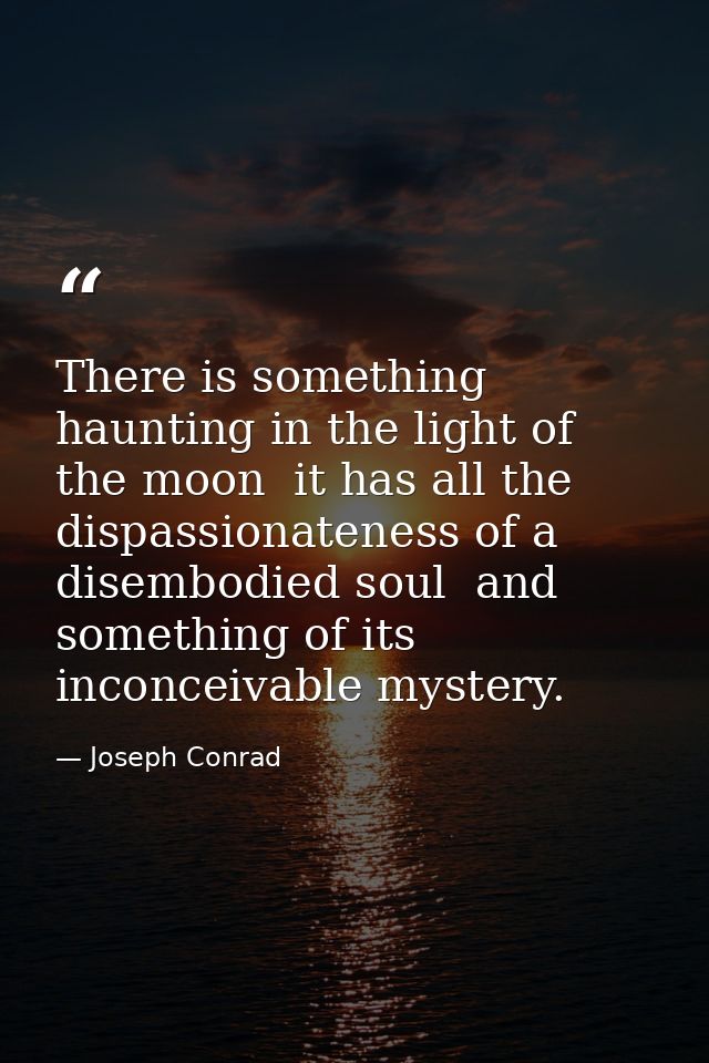 There is something haunting in the light of the moon  it has all the dispassionateness of a disembodied soul  and someth — Joseph Conrad