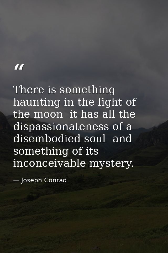 There is something haunting in the light of the moon  it has all the dispassionateness of a disembodied soul  and someth — Joseph Conrad