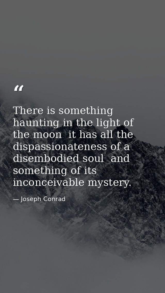 There is something haunting in the light of the moon  it has all the dispassionateness of a disembodied soul  and someth — Joseph Conrad