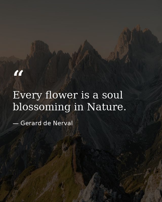 Every flower is a soul blossoming in Nature. — Gerard de Nerval