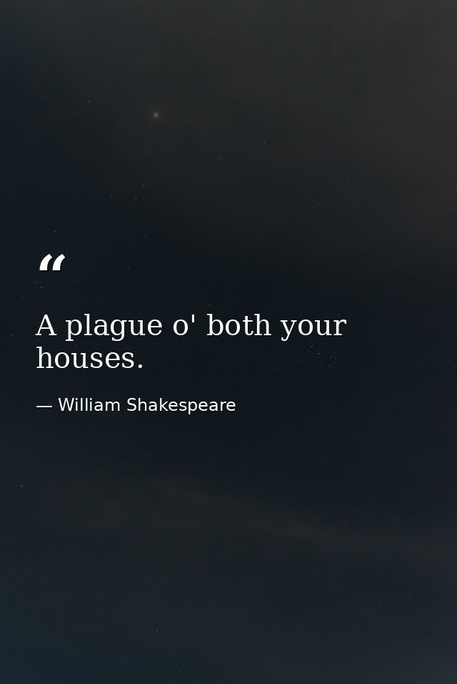A plague o' both your houses. — William Shakespeare