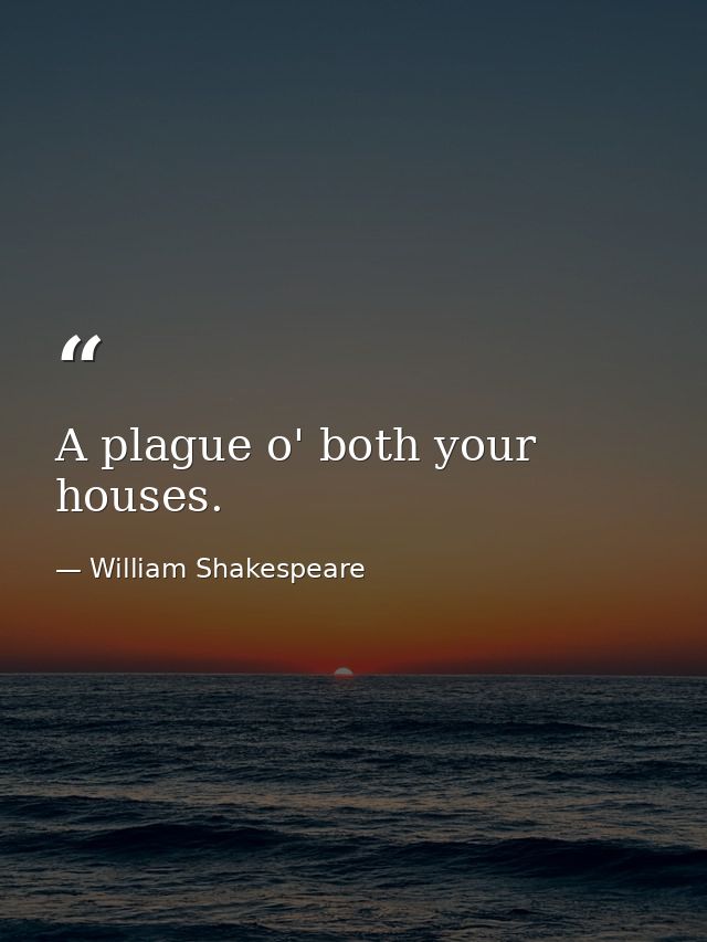 A plague o' both your houses. — William Shakespeare