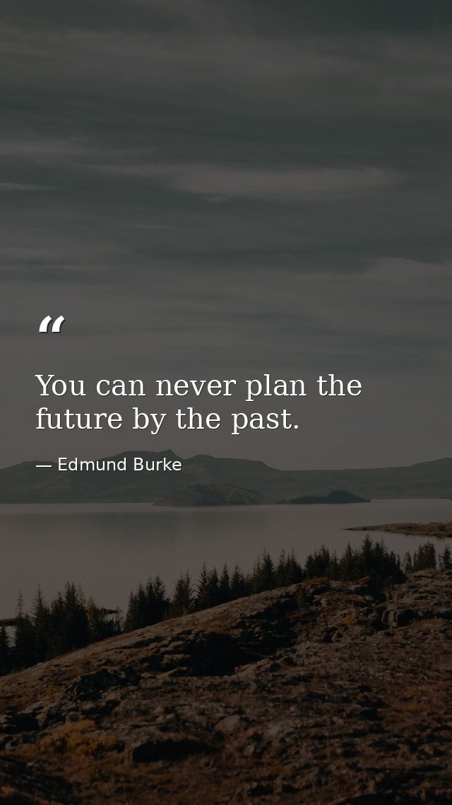 You can never plan the future by the past. — Edmund Burke