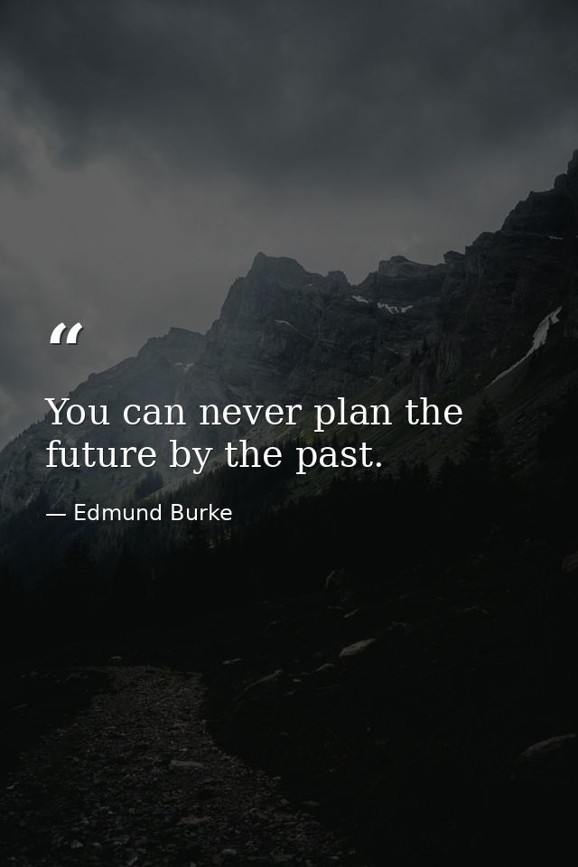 You can never plan the future by the past. — Edmund Burke