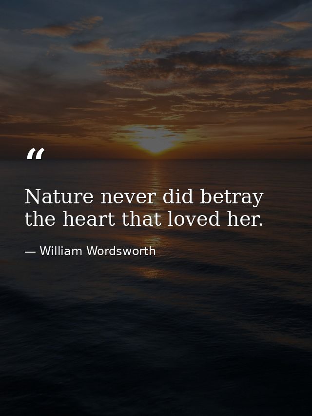 Nature never did betray the heart that loved her. — William Wordsworth