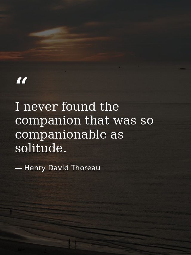 I never found the companion that was so companionable as solitude. — Henry David Thoreau