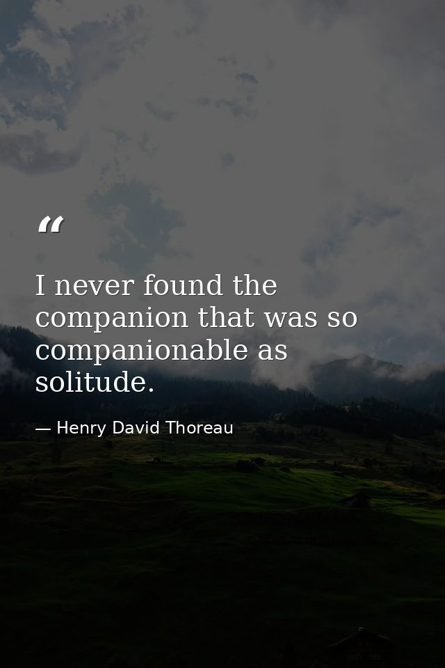 I never found the companion that was so companionable as solitude. — Henry David Thoreau
