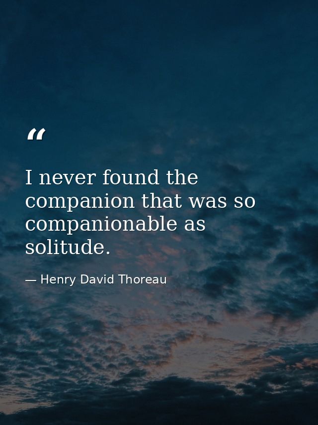 I never found the companion that was so companionable as solitude. — Henry David Thoreau