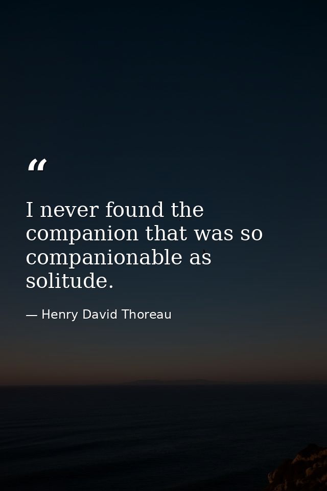 I never found the companion that was so companionable as solitude. — Henry David Thoreau