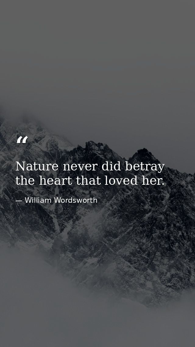 Nature never did betray the heart that loved her. — William Wordsworth