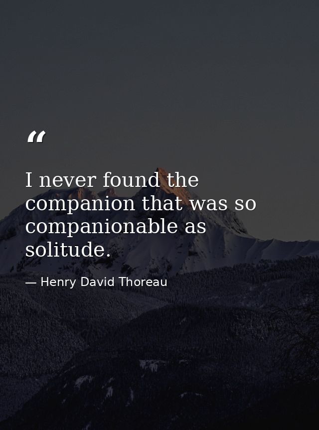 I never found the companion that was so companionable as solitude. — Henry David Thoreau