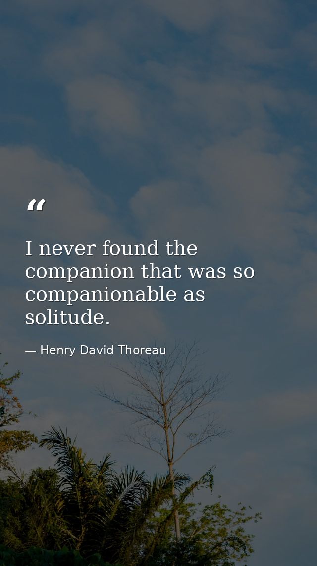 I never found the companion that was so companionable as solitude. — Henry David Thoreau