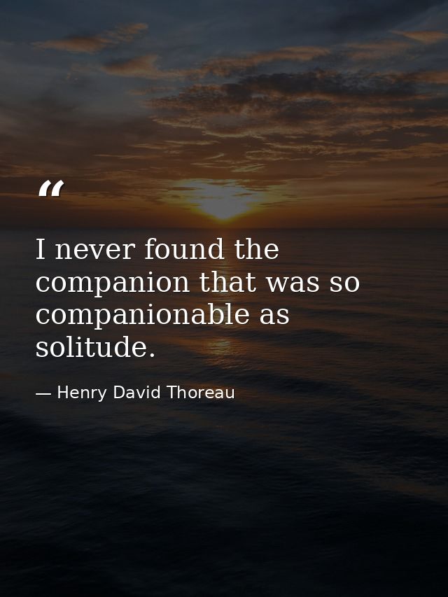 I never found the companion that was so companionable as solitude. — Henry David Thoreau