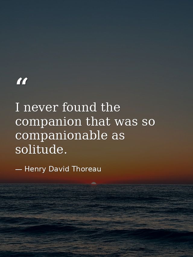 I never found the companion that was so companionable as solitude. — Henry David Thoreau