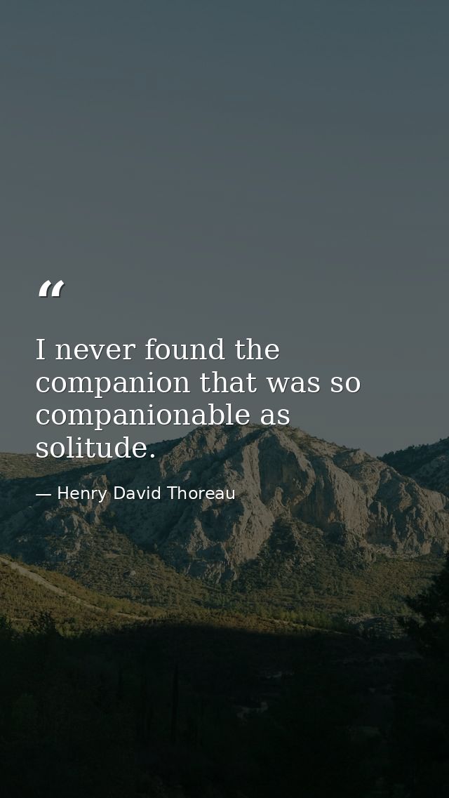 I never found the companion that was so companionable as solitude. — Henry David Thoreau