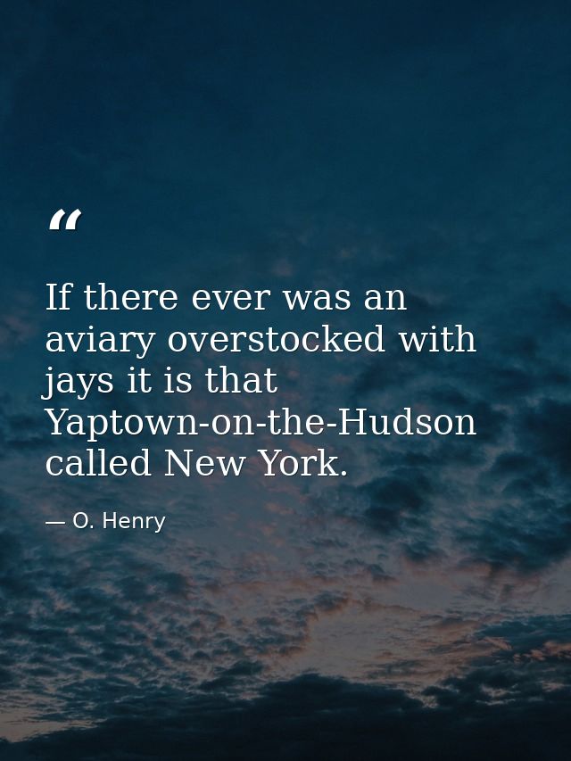 If there ever was an aviary overstocked with jays it is that Yaptown-on-the-Hudson  called New York. — O. Henry