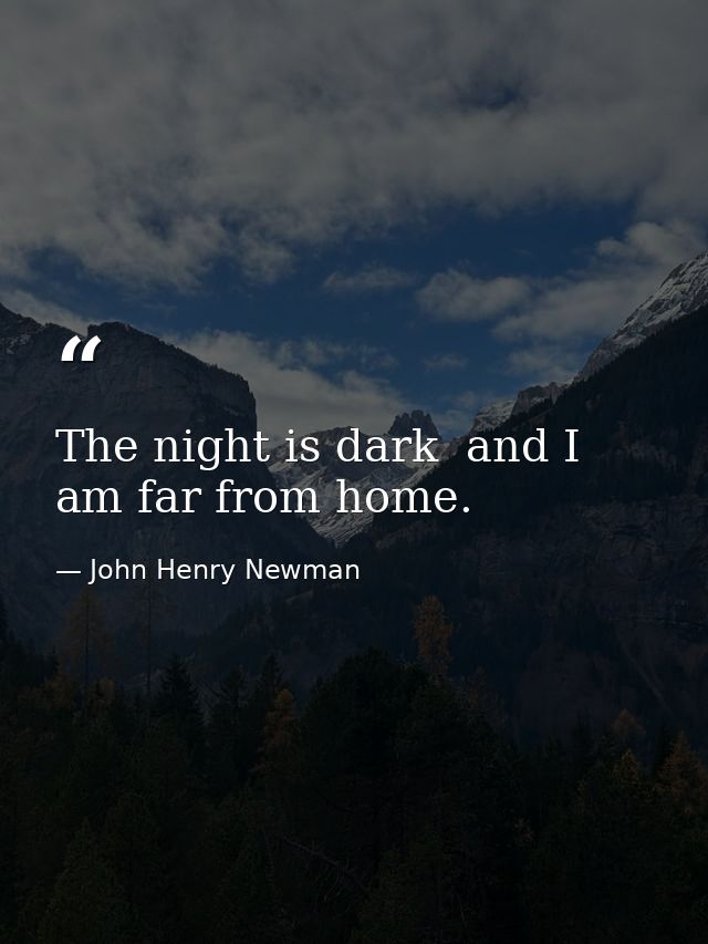 The night is dark  and I am far from home. — John Henry Newman