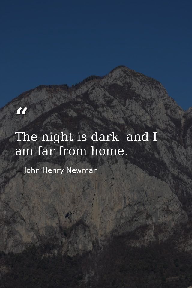 The night is dark  and I am far from home. — John Henry Newman