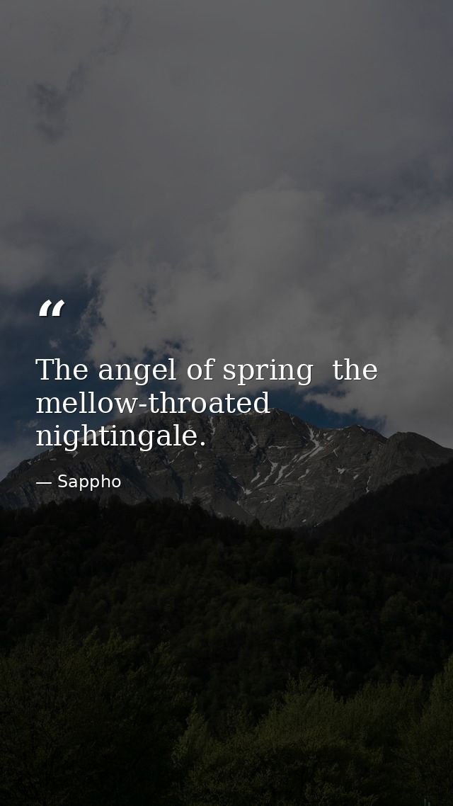 The angel of spring  the mellow-throated nightingale. — Sappho
