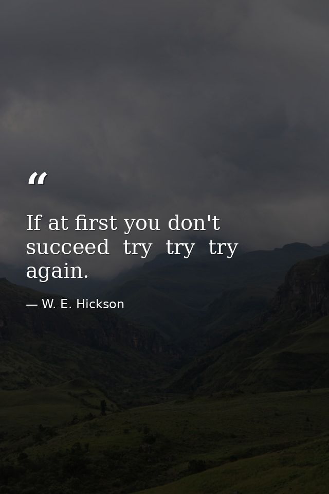 If at first you don't succeed  try  try  try again. — W. E. Hickson
