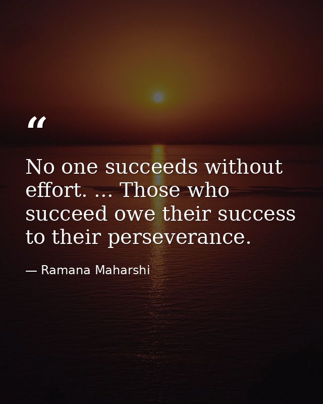 No one succeeds without effort. ... Those who succeed owe their success to their perseverance. — Ramana Maharshi