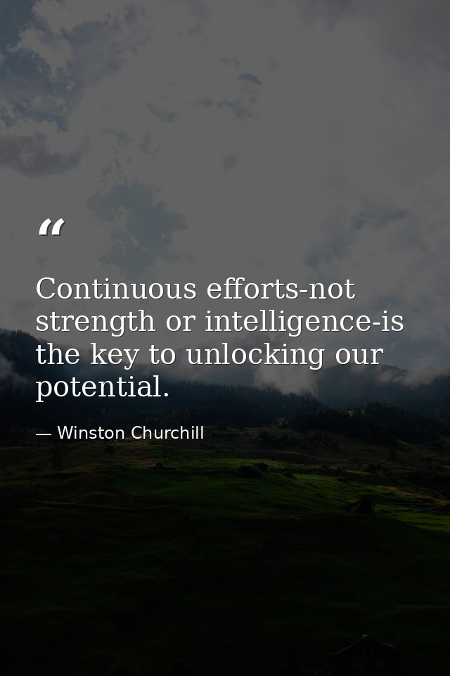 Continuous efforts-not strength or intelligence-is the key to unlocking our potential. — Winston Churchill