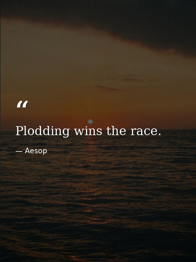 Plodding wins the race. — Aesop