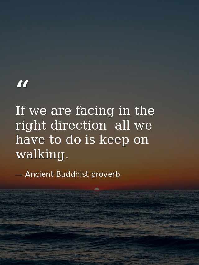 If we are facing in the right direction  all we have to do is keep on walking. — Ancient Buddhist proverb