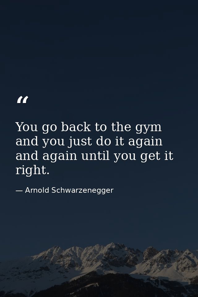 You go back to the gym and you just do it again and again until you get it right. — Arnold Schwarzenegger