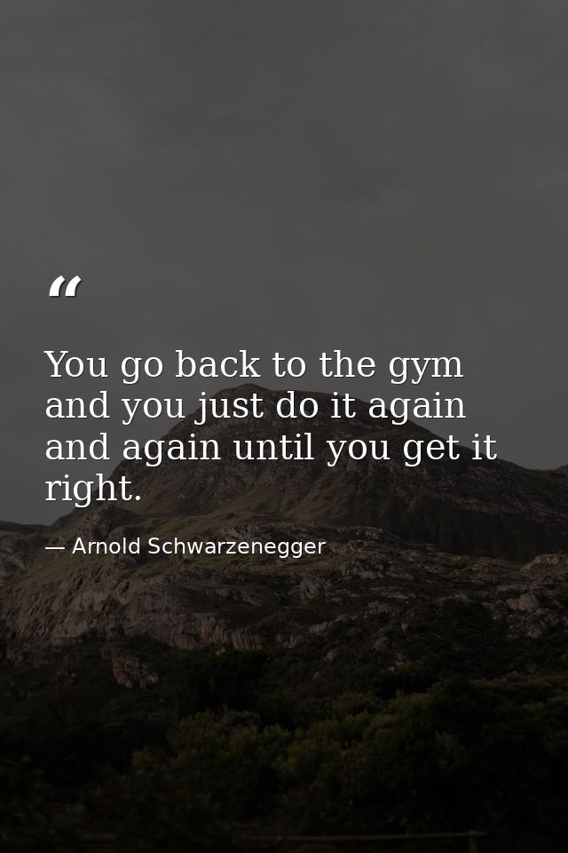 You go back to the gym and you just do it again and again until you get it right. — Arnold Schwarzenegger