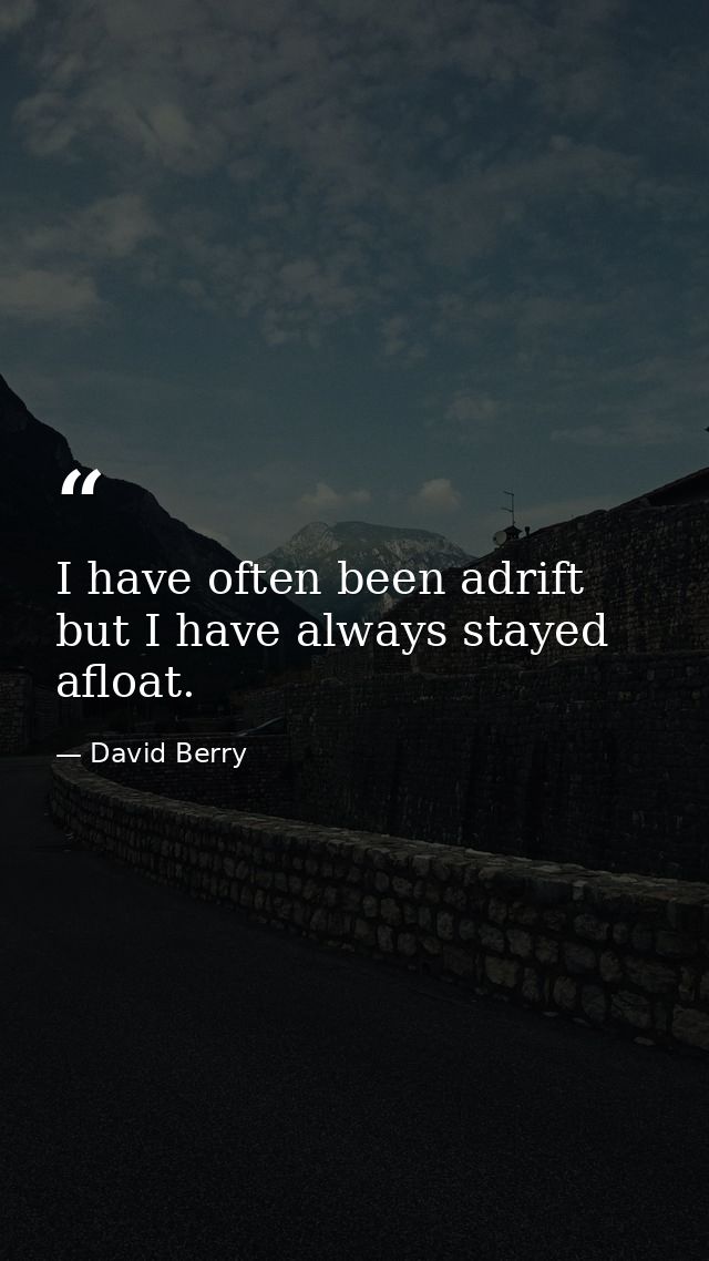 I have often been adrift  but I have always stayed afloat. — David Berry