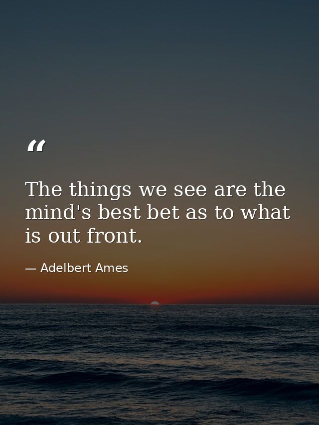 The things we see are the mind's best bet as to what is out front. — Adelbert Ames