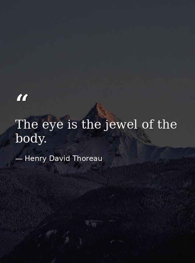 The eye is the jewel of the body. — Henry David Thoreau
