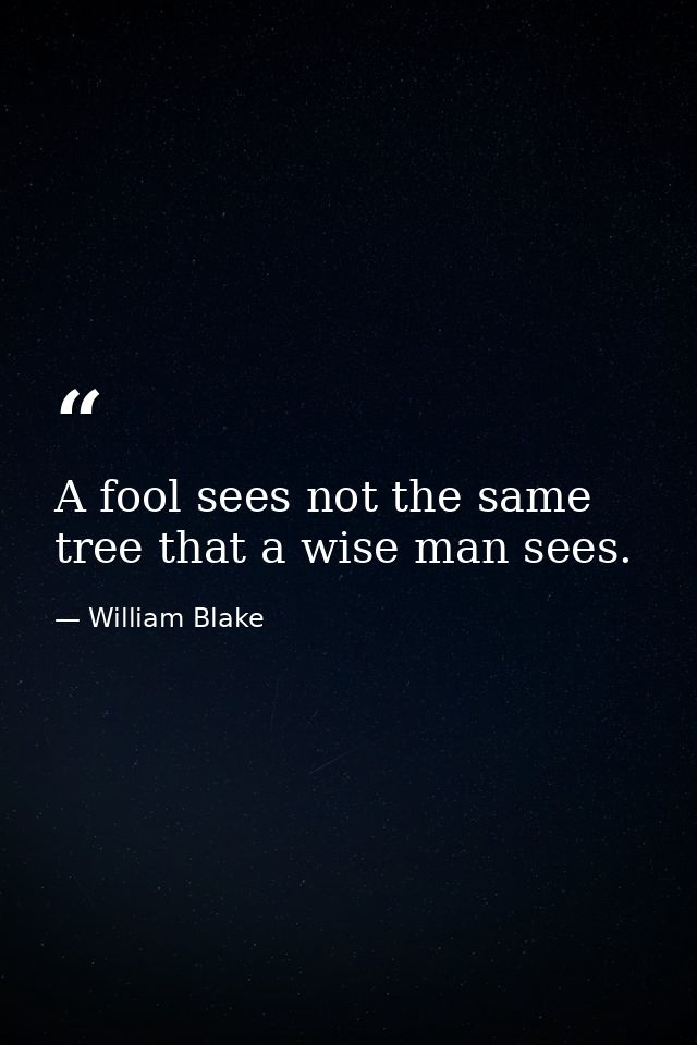 A fool sees not the same tree that a wise man sees. — William Blake