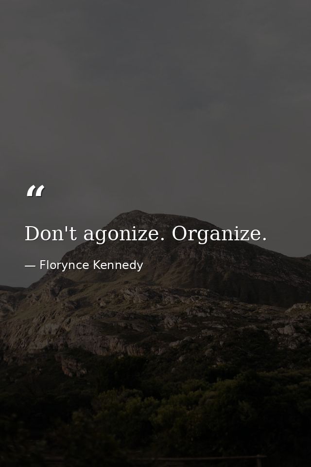 Don't agonize. Organize. — Florynce Kennedy