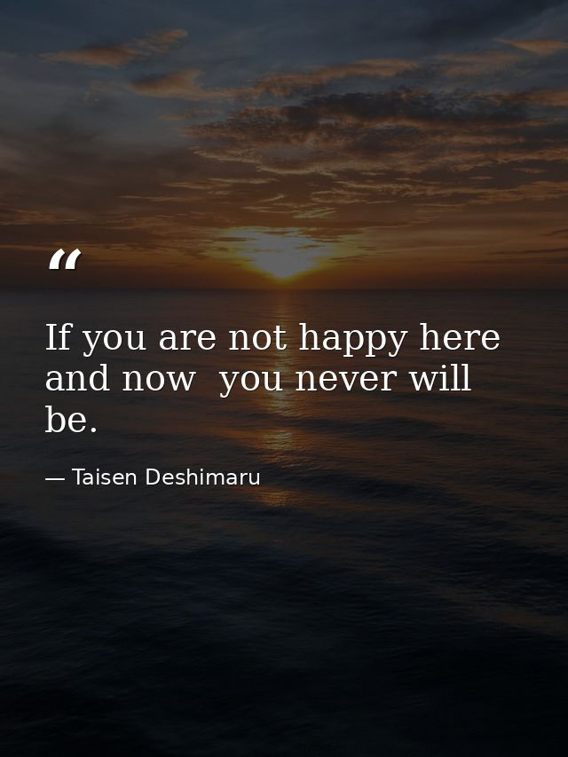 If you are not happy here and now  you never will be. — Taisen Deshimaru