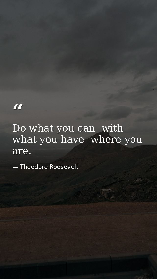 Do what you can  with what you have  where you are. — Theodore Roosevelt