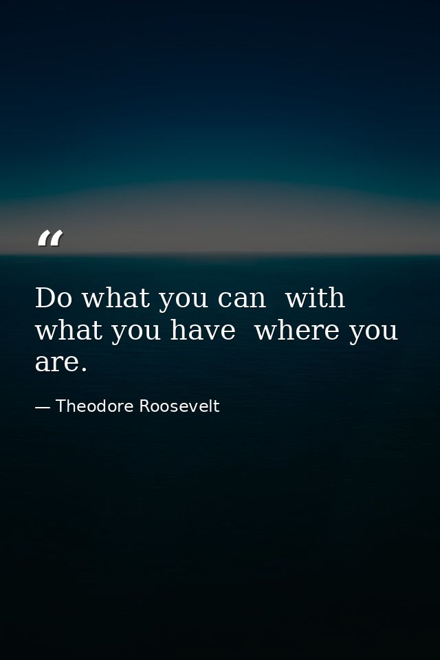 Do what you can  with what you have  where you are. — Theodore Roosevelt