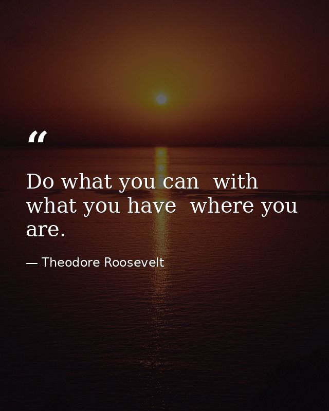 Do what you can  with what you have  where you are. — Theodore Roosevelt