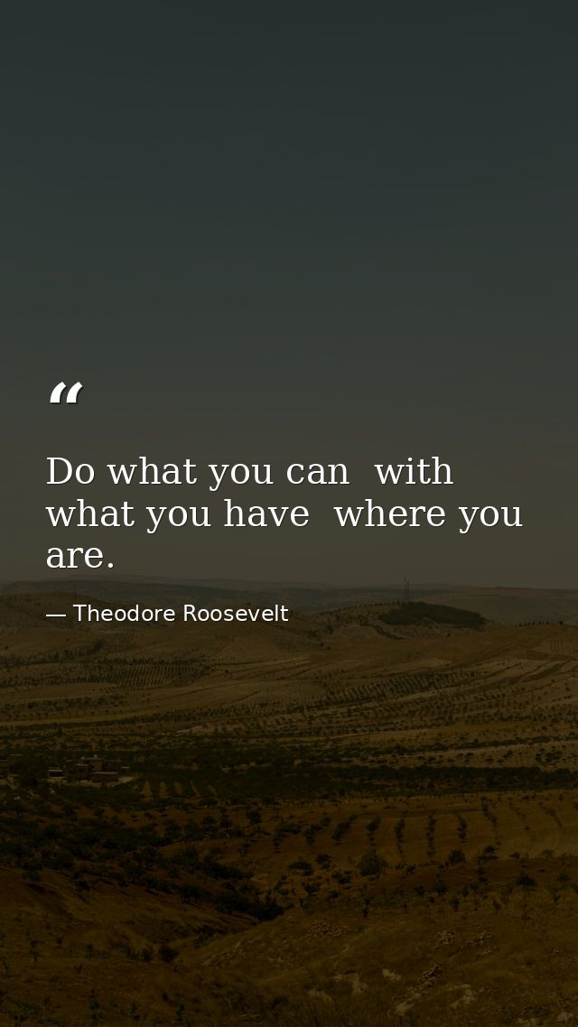 Do what you can  with what you have  where you are. — Theodore Roosevelt