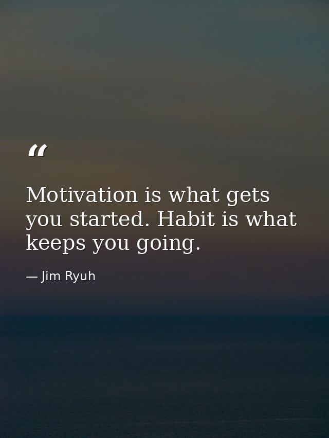 Motivation is what gets you started. Habit is what keeps you going. — Jim Ryuh