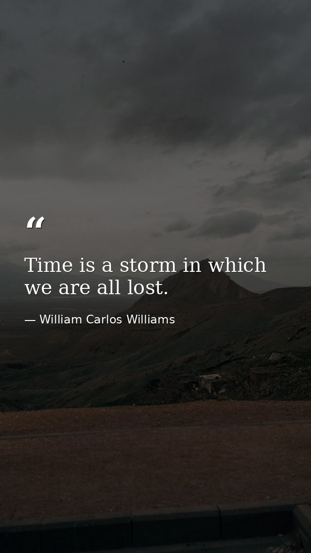 Time is a storm in which we are all lost. — William Carlos Williams